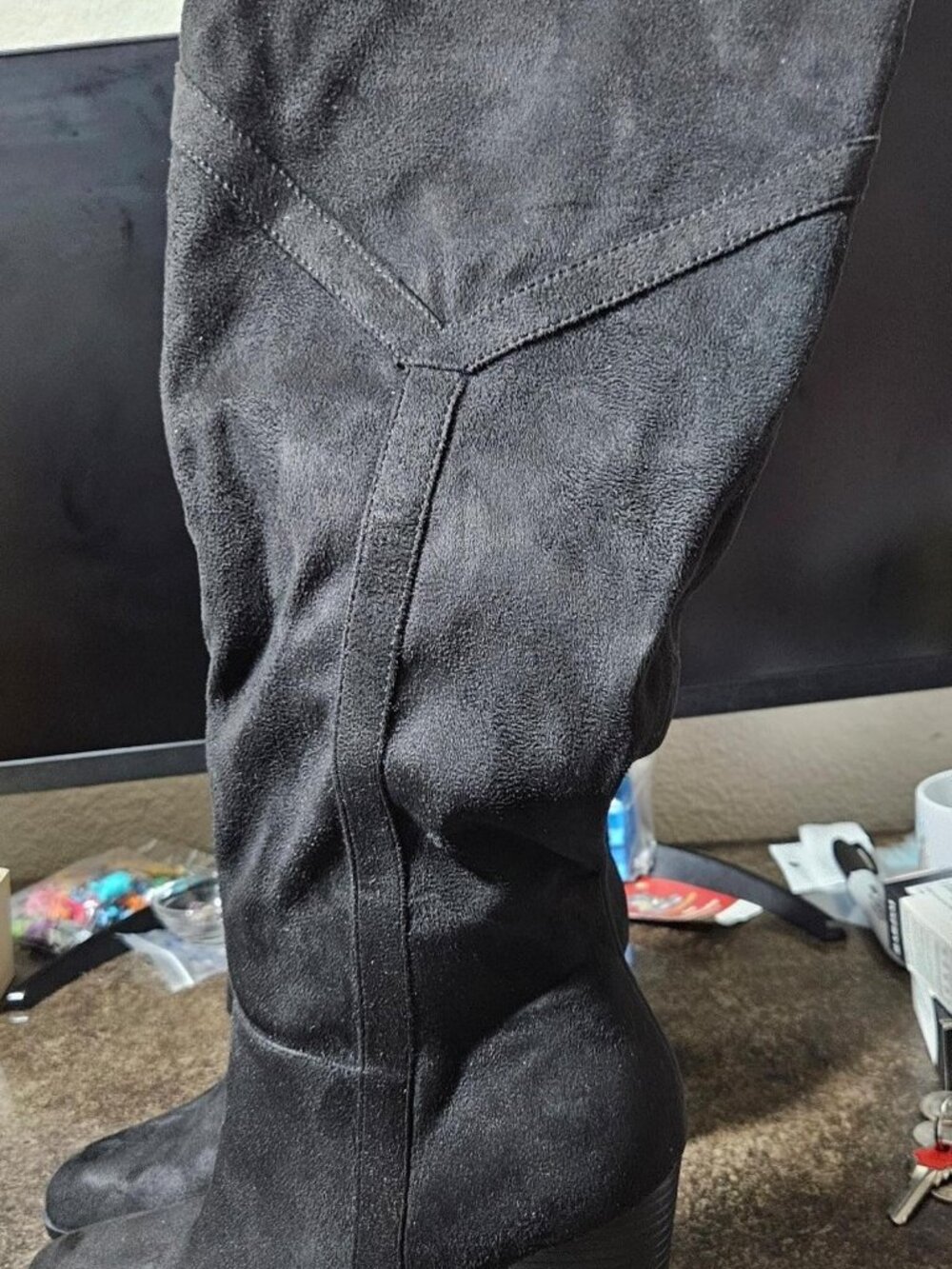 Journee Collection Women's Kyllie Wide-Calf Boot In Black Faux Suede New Size 8